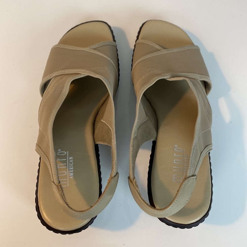 Munro Ava Taupe Stretch Slingback Heeled Sandals Size 7.5N - Picture 8 of 15